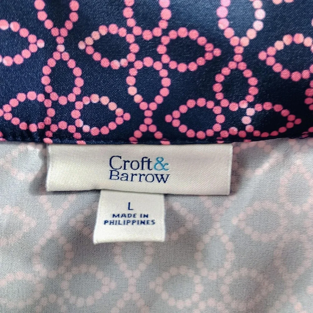 Croft & Barrow Jacket Womens Large Blue Geometric Print‎ Full Zip Windbreaker